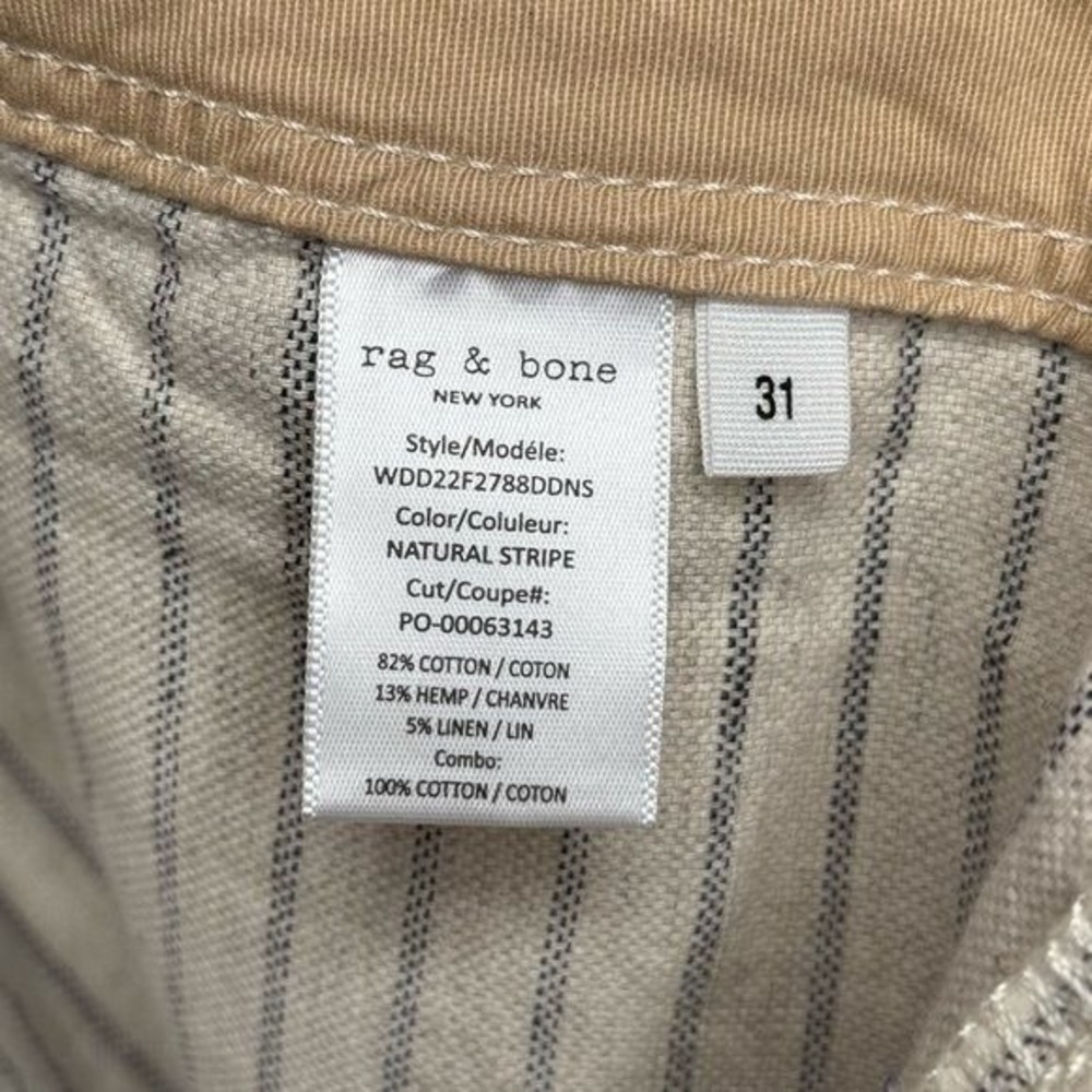 NWT RAG‎ & BONE New York Natural Stripe Naval Cropped Linen Blend Jean-Sz 31 - Picture 7 of 8